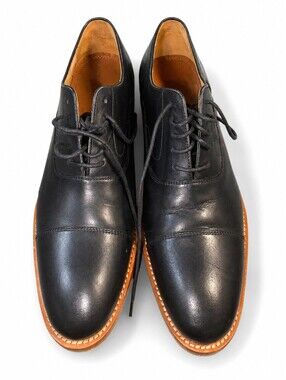 Warfield Grand Fremont Men Size 8 Black Leather Lace Up Cap Toe Oxford Shoes